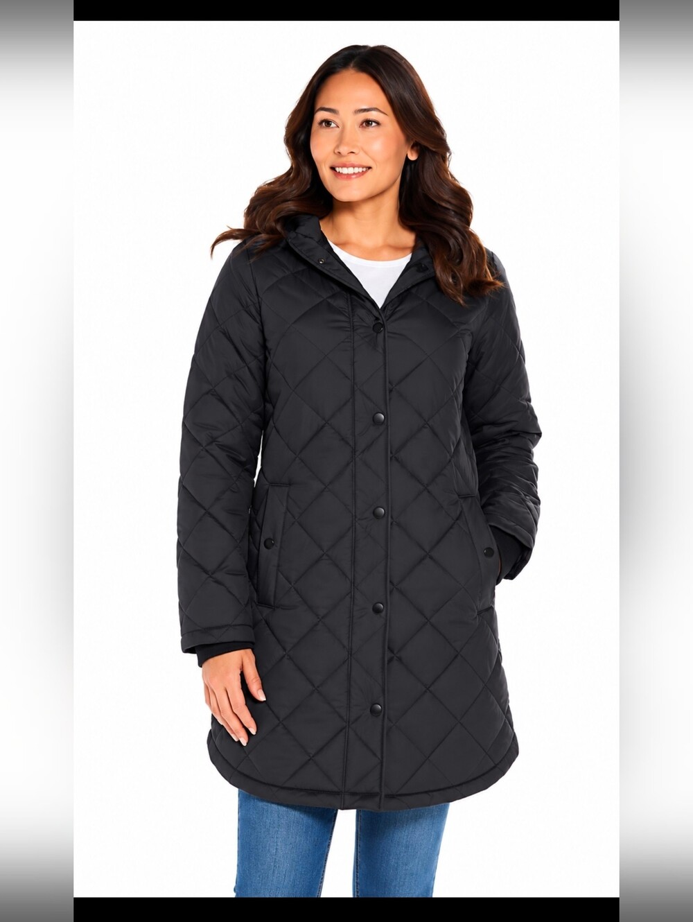 Weatherproof Puffer Jacket Women's Medium Diamond Quilted Black Pockets Size S